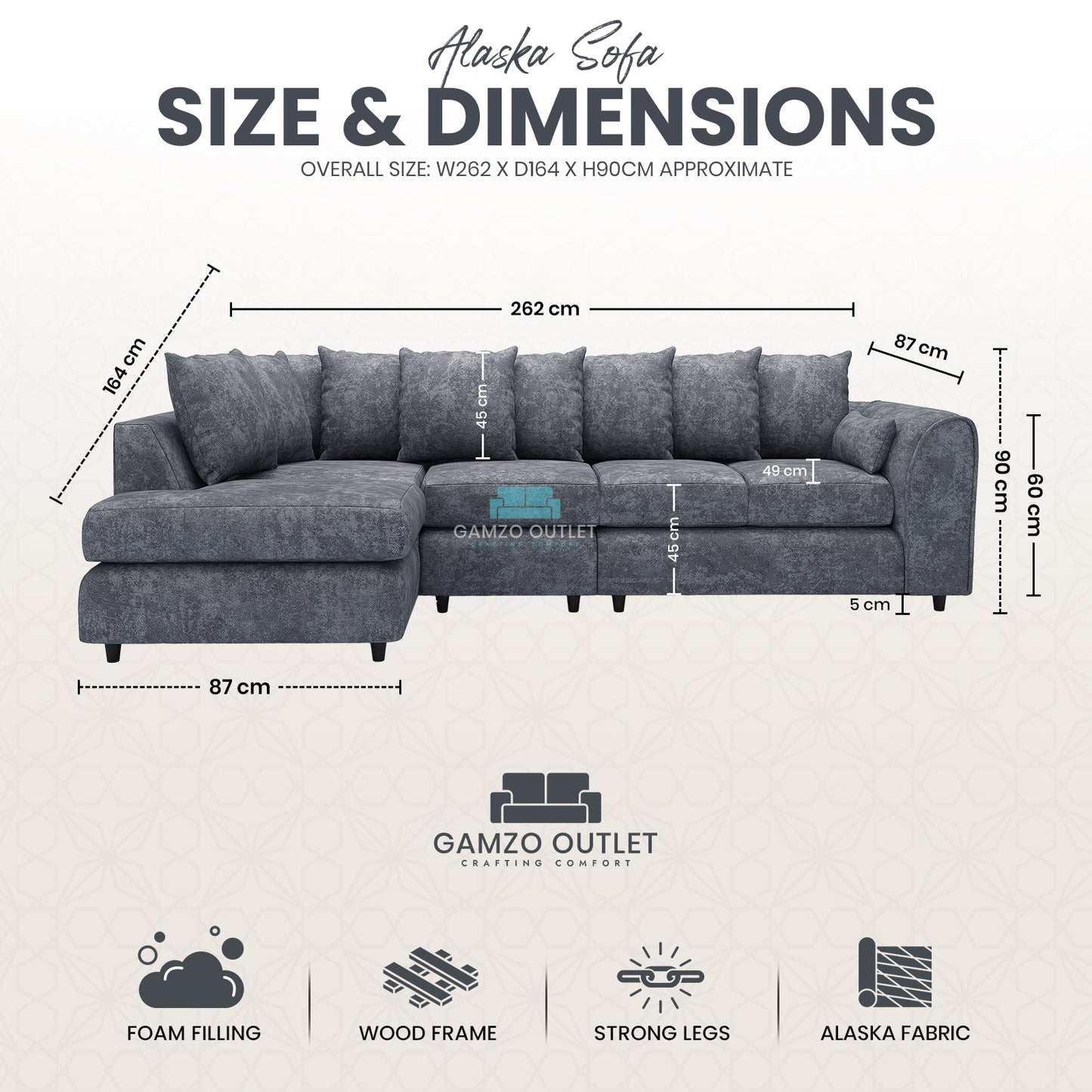 Alaska Scatter Back XL L Shape Sofa