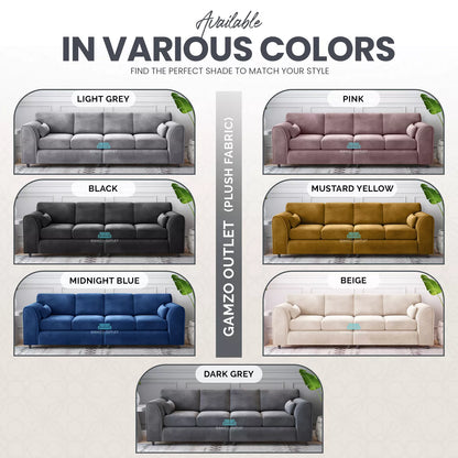 Plush Velvet 4 Seater Full Back Sofa