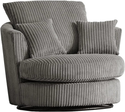 Jumbo Cord Fabric Swivel Chair