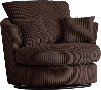 Jumbo Cord Fabric Swivel Chair