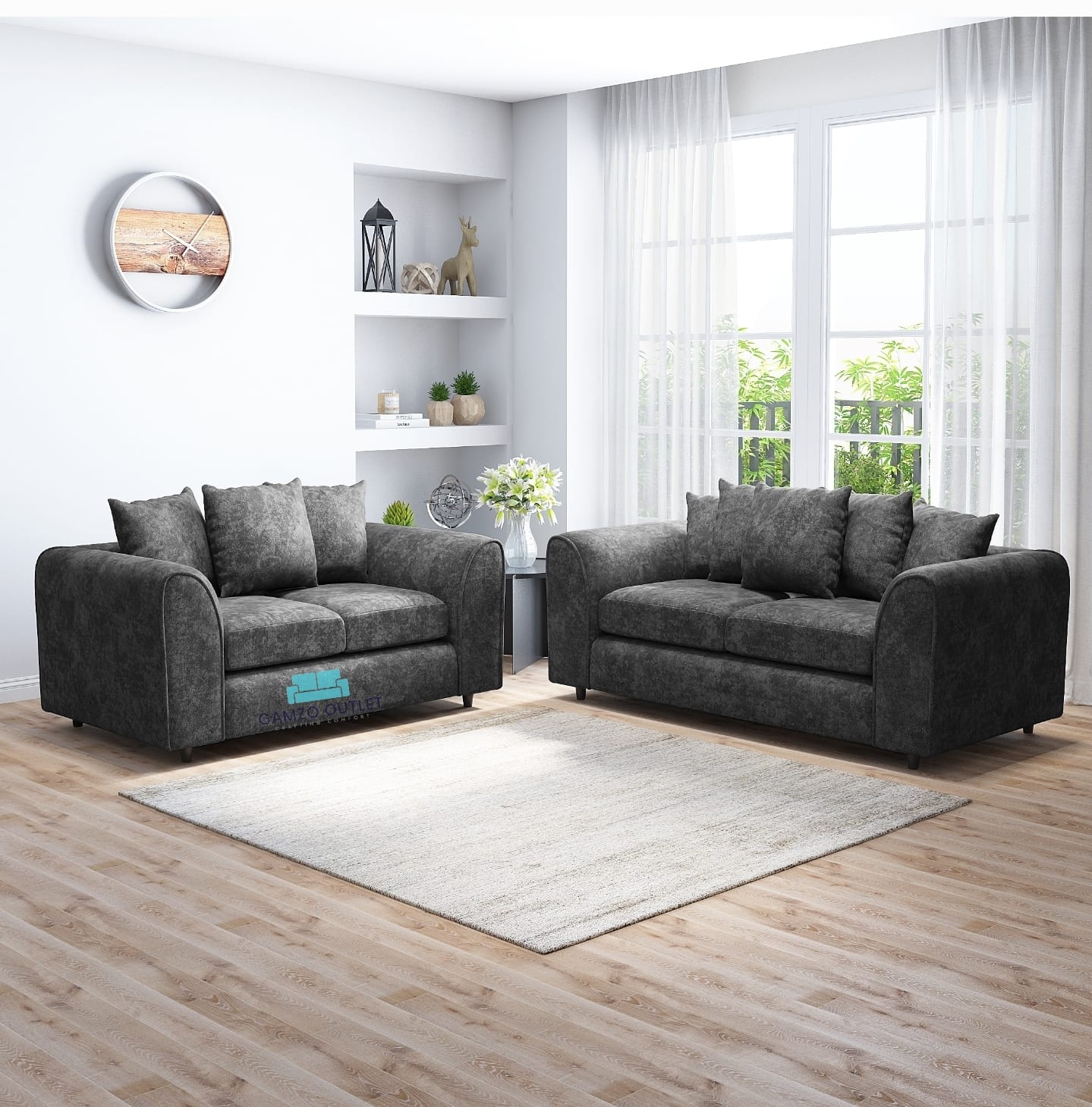 ALASKA FABRIC SCATTER BACK SOFA SET