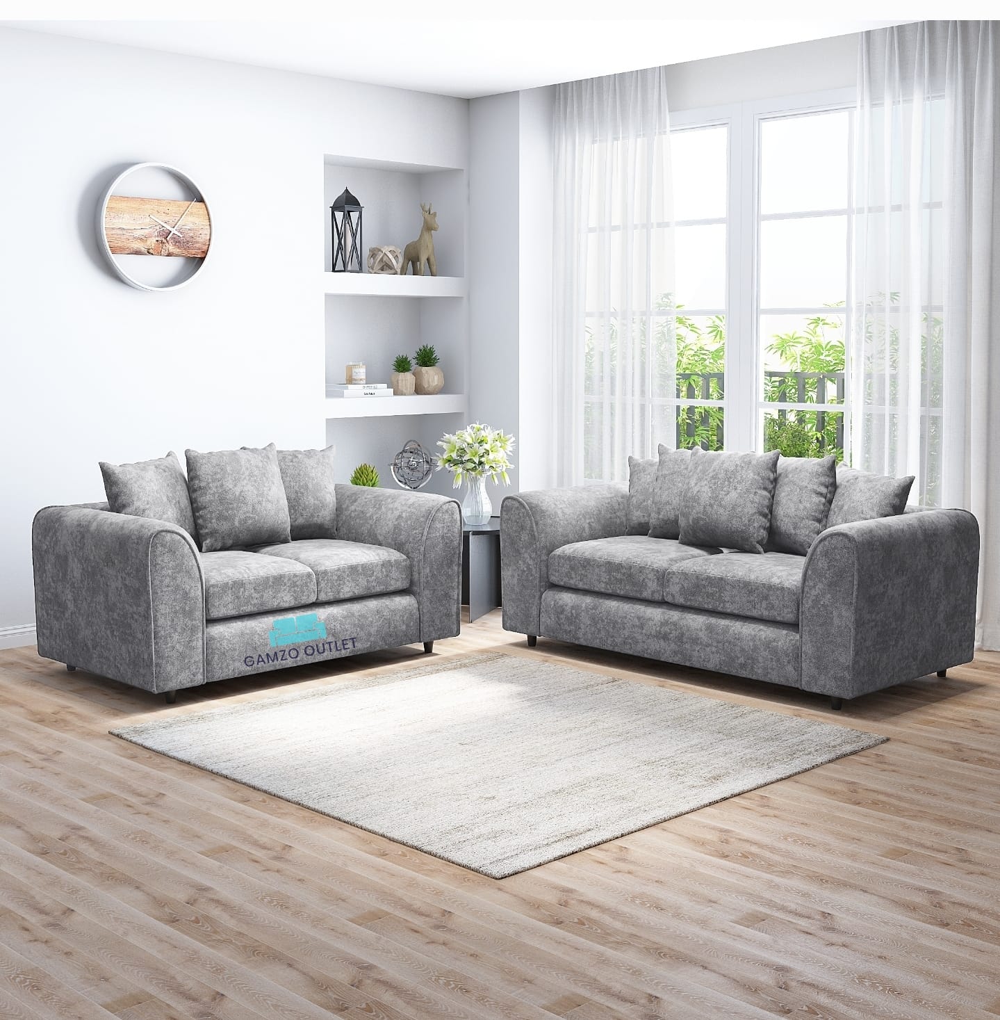 ALASKA FABRIC SCATTER BACK SOFA SET