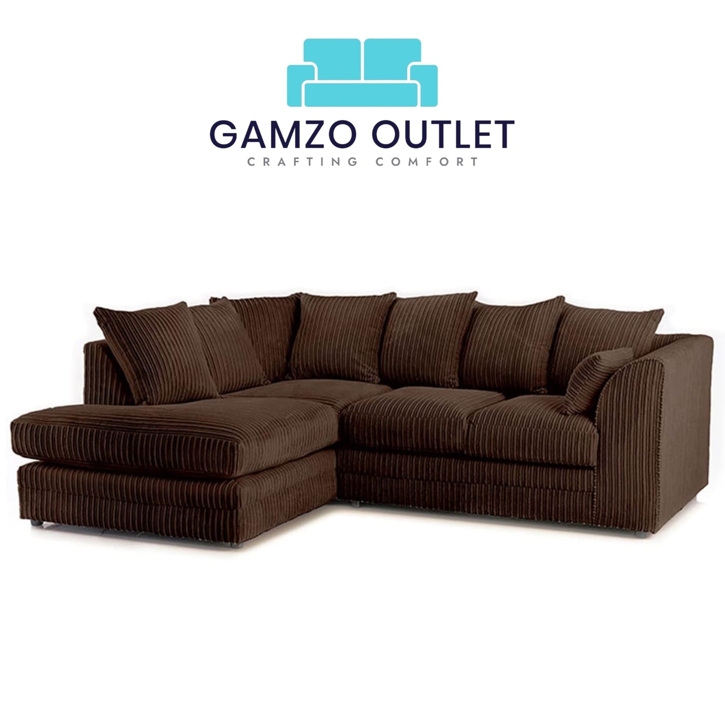 Jumbo Cord Fabric Corner Scatter Back Sofa